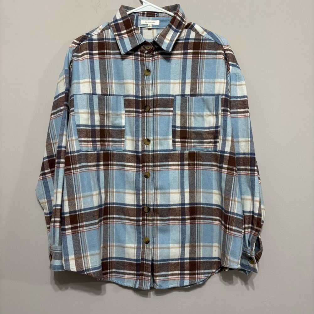 No Comment women's long sleeve button‎ down shirt, Size M